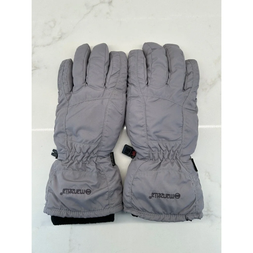 Manzella Waterproof Winter Gloves Womens Medium Gray Warm Insulated Fleece Lined